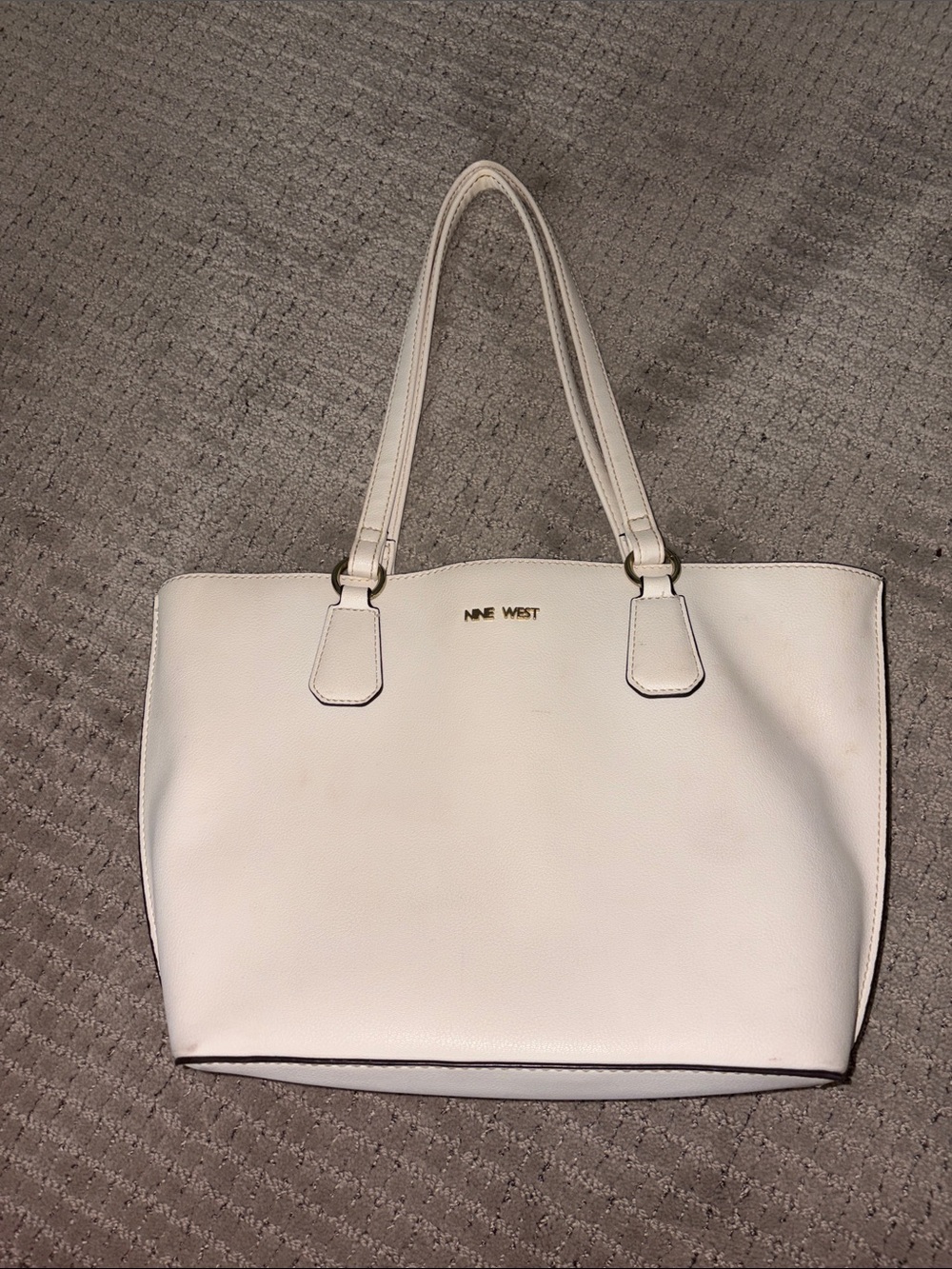 Nine West White Purse with Gold Logo
